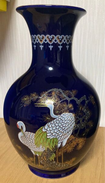 有田焼 木仙窯 金彩 花瓶 花器 松鶴紋 長寿 インテリア 置物