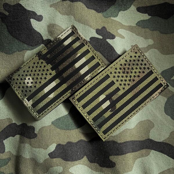USA FLAG 星条旗 国旗 PVCラバー ミリタリー パッチ ワッペン 左右セット カモフラ 迷彩 米軍 サバゲー リメイク