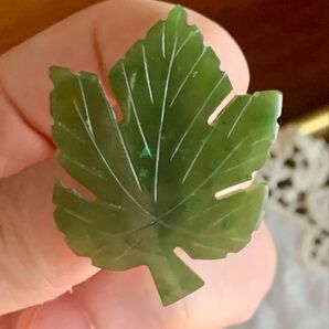 メープル 楓 カエデ 翡翠 ブローチ ヴィンテージ