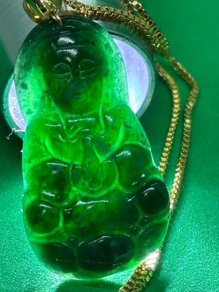 美品 天然翡翠 ヒスイ 藍水 A商品 観音ネックレス4000-1/10