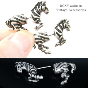  zebra earrings Vintage horse Zebra pretty accessory adult pretty ga- Lee silver Gold Halloween 