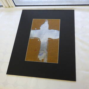 現代アート　砂　十字架　額付き　サンドアート