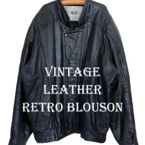 80s オーバーサイズ ラム本革 レザー ボンバー 黒 革ジャン ビンテージ ユニセックス レア