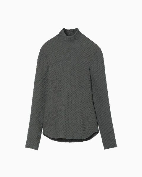 Mame kurogouchi Shirring Jersey Jacquard High Neck Top - grey