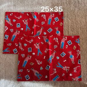 廃盤!ウォーリーを探せ ランチョンマット 25×35cm ギンガムチェック リバーシブル 入園 絵本