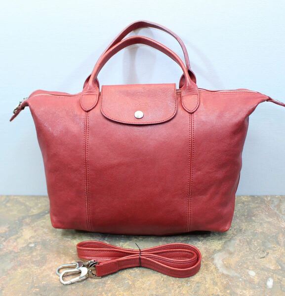 LONGCHAMP LEATHER 2WAY SHOULDER BAG MADE IN FRANCE/ロンシャンプリアージュレザー2wayショルダーバッグ