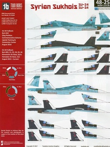 1/48 ツーボブスデカール　シリア駐留の スホーイ Su-24M と Su-34