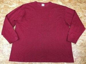 Champion Champion 4L size men's cut and sewn round neck embroidery Logo largish big size cotton 100% red red 