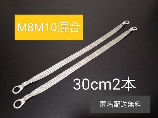 マフラーアース 端子サイズ違い 8mm10mm 30cm2本 アーシング
