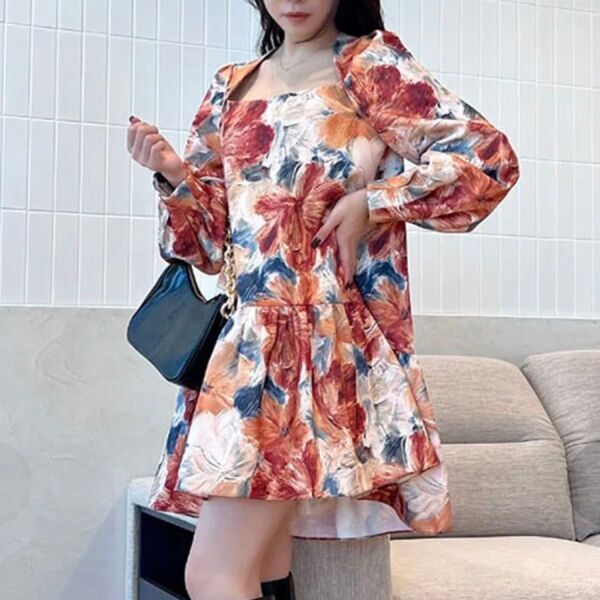 eimy Margot flower スクエアネック ミニワンピース 美品