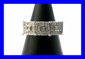 ○新品同様 ホワイトゴールド K14WG ダイヤ 0.18ct 0.08ct 指輪 リング 5.4g S0286