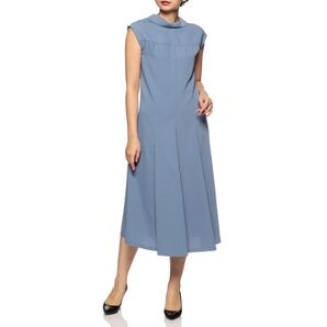 新品 BARNEYS NEW YORK ウォッシャブルミディドレス ブルー
