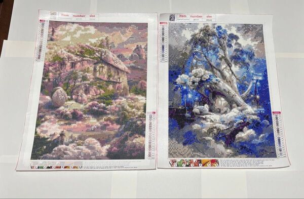ダイヤモンドアート 完成品 30x40cm 2点セット
