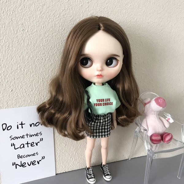 2ブライスドールハウス人形ぬいぐるみ用ミニチュアアウトフィットTシャツ+スカート2点セット