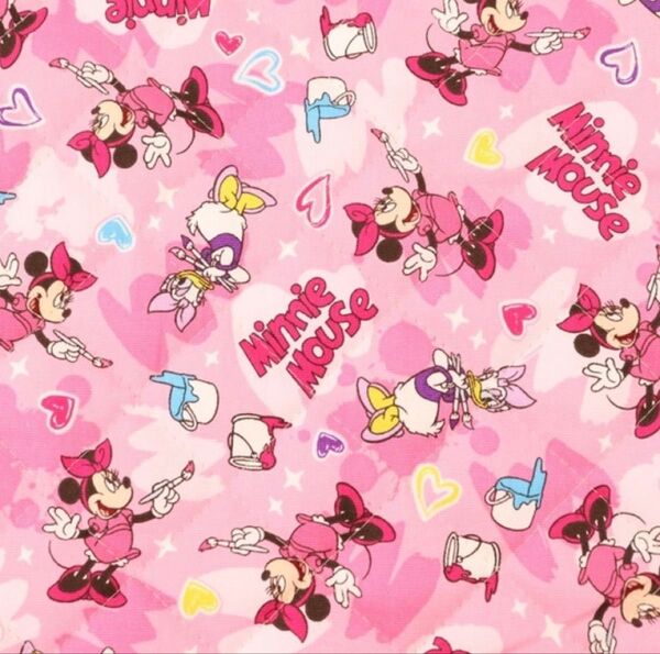 ミニーマウス キルティングプリント生地 ピンク