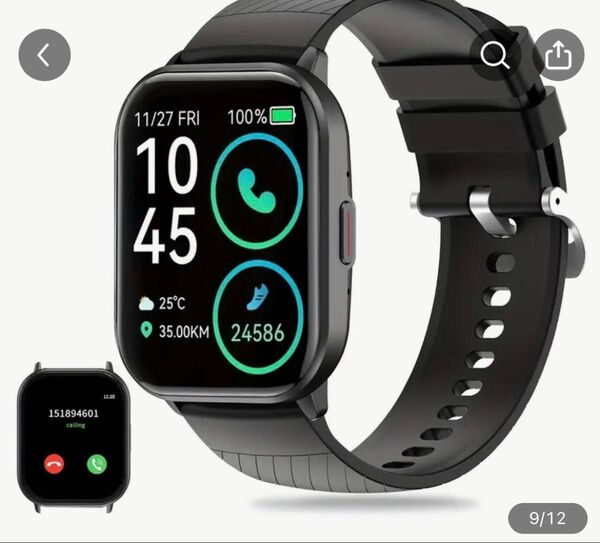 スマートフィットネスウォッチ ワイヤレス通話対応 iPhone/Android互換 マルチスポーツモード 通話とSMSアラート
