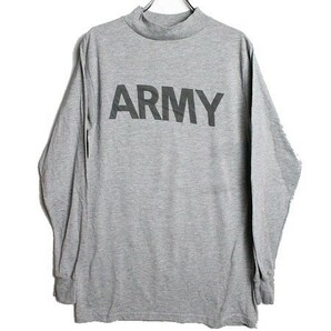 USA製 U.S.ARMYトレーニング用 ハイネック 長袖Tシャツ (M) USアーミー モックネック リフレクター ロンT 霜降りグレー アメリカ製の画像2