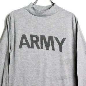 USA製 U.S.ARMYトレーニング用 ハイネック 長袖Tシャツ (M) USアーミー モックネック リフレクター ロンT 霜降りグレー アメリカ製の画像1