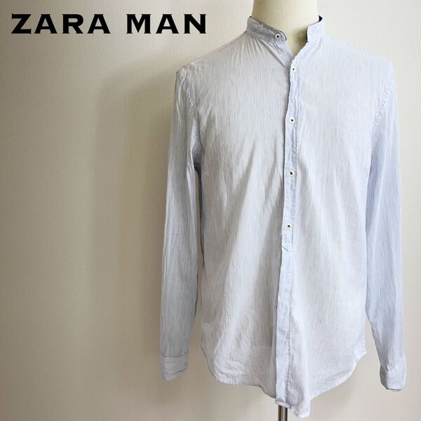 ZARA MAN ザラマン リネンシャツ スリムフィット 長袖 シャツ リネン 麻 バンドカラー