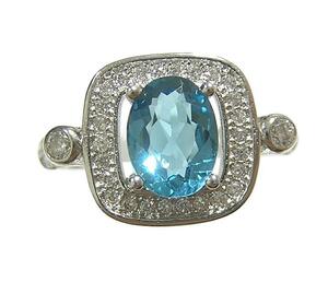  free shipping [ natural blue topaz ]te The Yinling g ring 