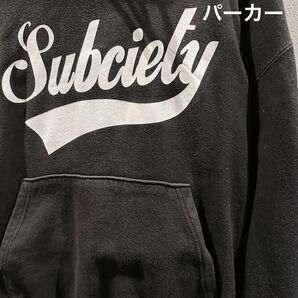 サブサエティ ロゴ プリント スウェットパーカーM 黒 Subciety