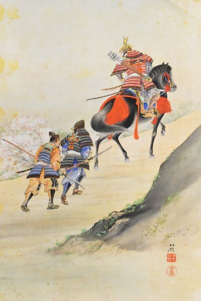 真作】竹林愛作/武者絵/武士図/人物図/掛軸/名家伝来/AC-385 - メルカリ