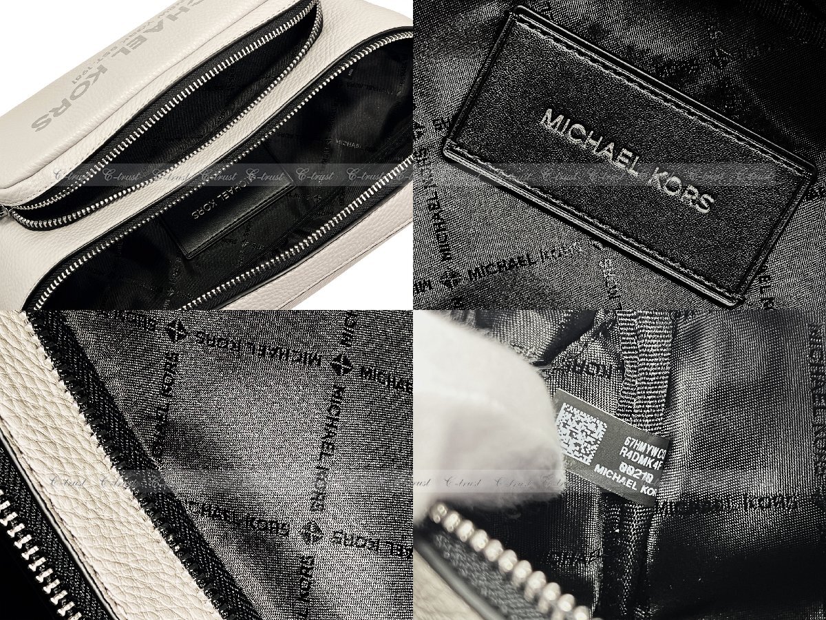 L145.. MICHAEL KORS マイケルコース BAG ボディバッグ ショルダー ウエスト ポーチ レザー ベルト ロゴ ★ PEARL GREY