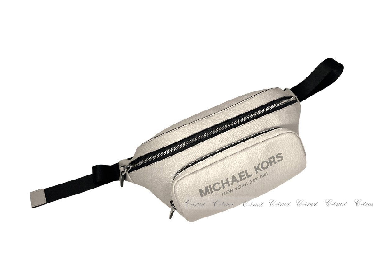 L145.. MICHAEL KORS マイケルコース BAG ボディバッグ ショルダー ウエスト ポーチ レザー ベルト ロゴ ★ PEARL GREY