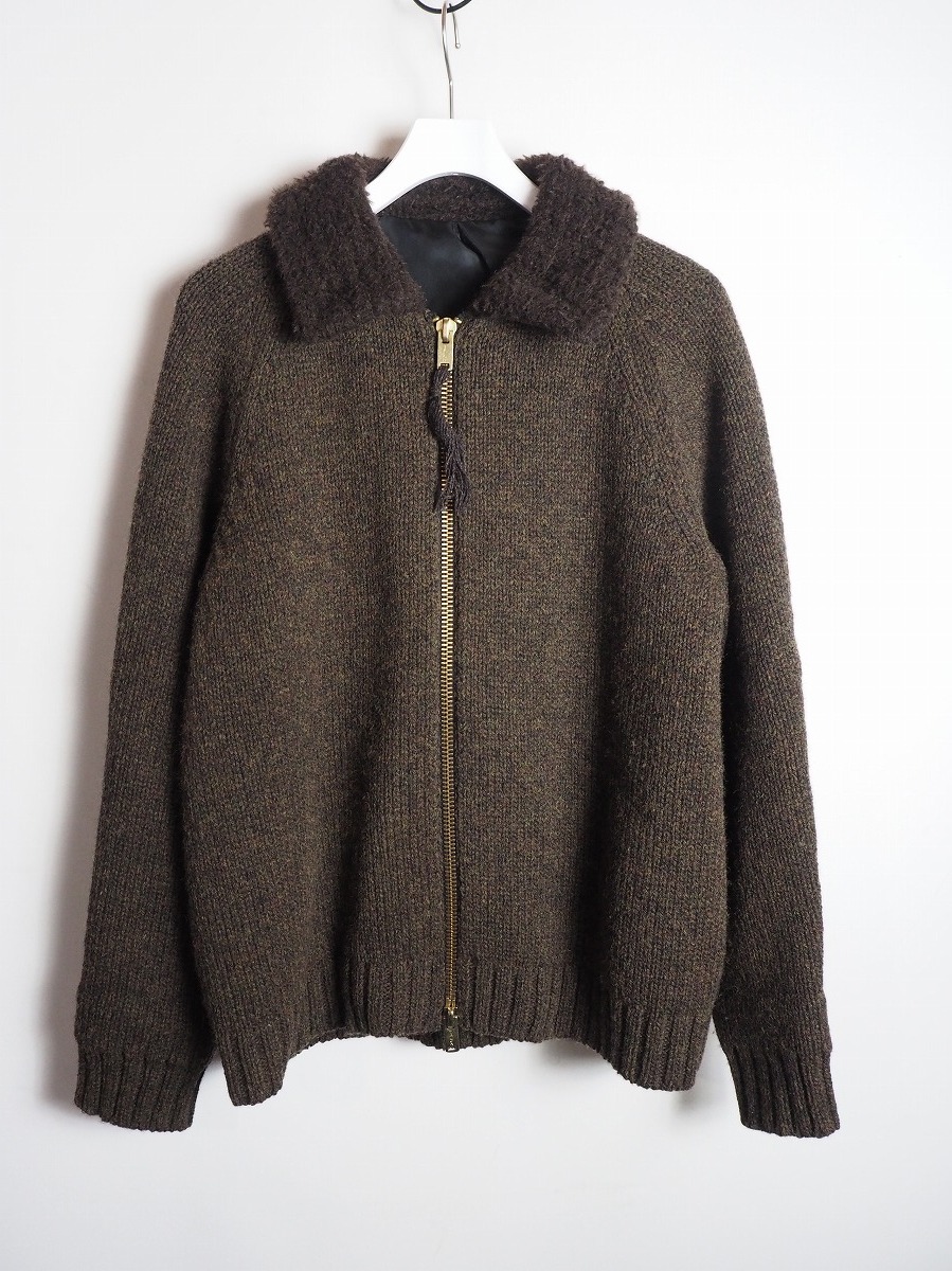 美品21AW Nahyat ナヤット シェットランド ウール ニット カーディガン ジャケット N-052-108 Olive Brown茶系201P▲