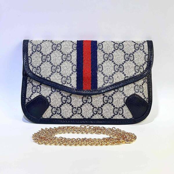 GUCCI グッチ オールドグッチ シェーリーライン ポーチ GGスプリーム ネイビー レディース バッグ クラッチ バッグ 美品