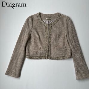 良品 GRACE CONTINENTAL グレースコンチネンタル Diagram ダイアグラム ノーカラージャケット 卒業式 卒園式 長袖 アウター 38 レディース