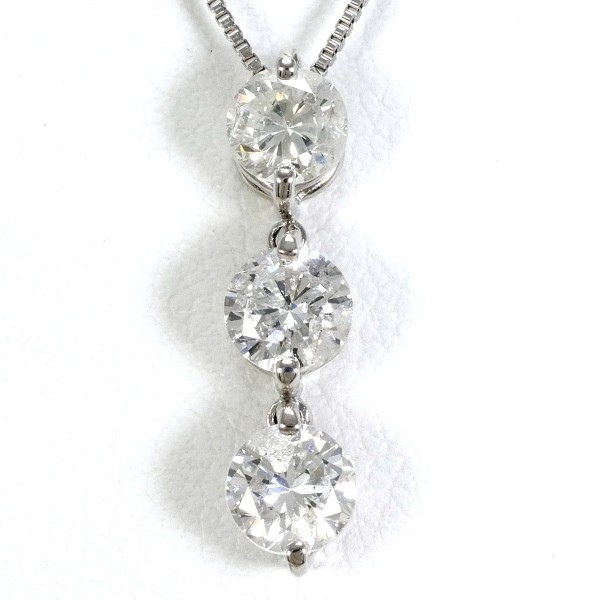 PT900 PT850 ネックレス ダイヤ 1.00 鑑別書 総重量約2.5g 約44cm 中古 美品 送料無料☆0338