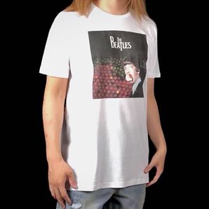 新品 リンゴスター アップル 林檎 りんご かじり BEATLES ビートルズ バンドロゴ ドラム ドラマー おもしろ Tシャツ ユニセックス Lサイズ