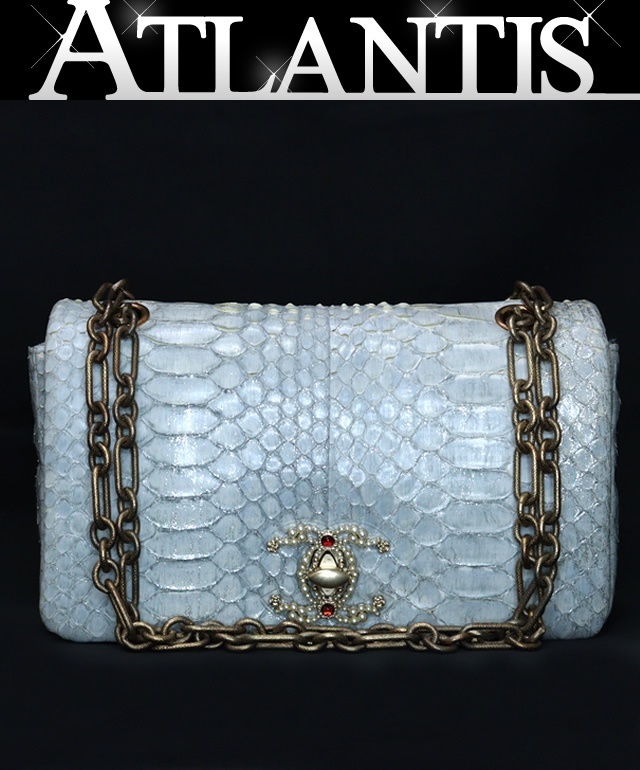【広尾店】シャネル CHANEL パールココ パイソン チェーンショルダーバッグ 13番台 【15171】