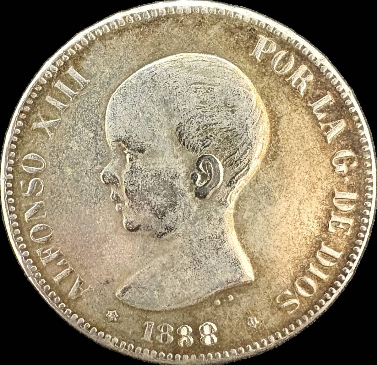 スペイン5ペセタ銀貨 女神座像 1870年 美品－ 送料込 - ワタナベ