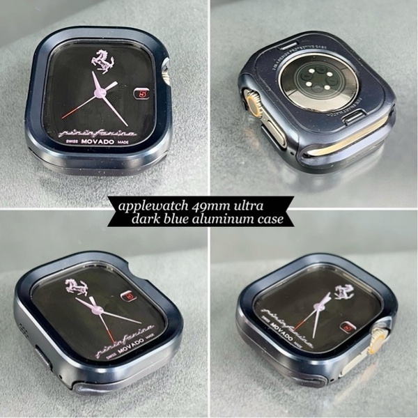 ダークブルー アルミニウム カバー ケース アップルウォッチ AppleWatch 46mm 49mm 45mm 44mm 41mm 40mm 49ミリ ウルトラ ultra