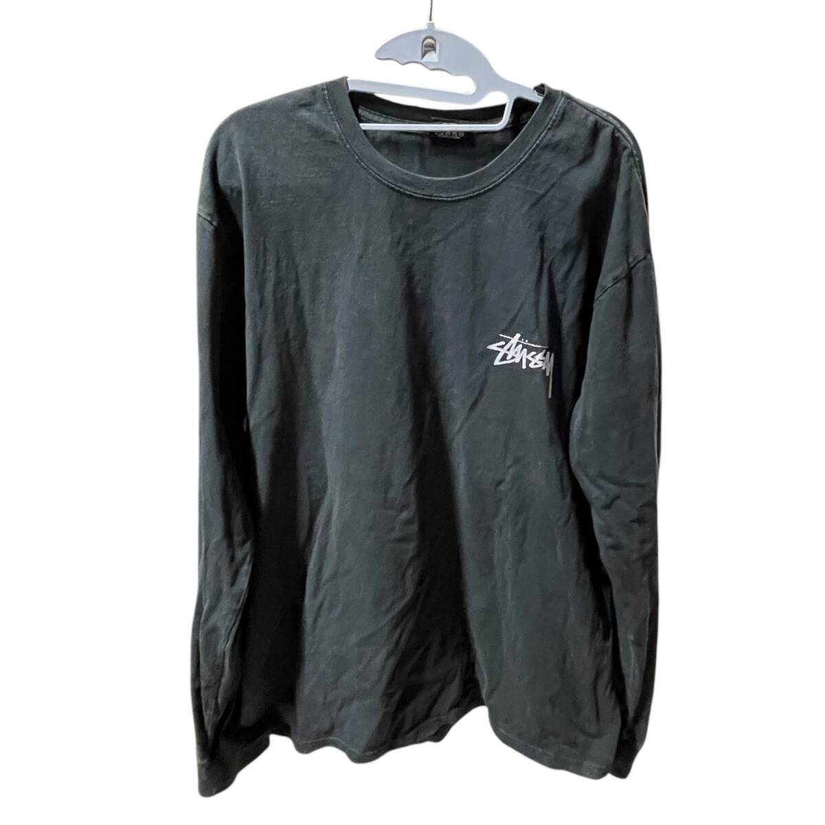 ◆中古品◆ STUSSY ステューシー ANGELS Pigment Dyed ピグメント加工 ロンT カットソー 長袖 サイズL ブラック メンズ V83411ND