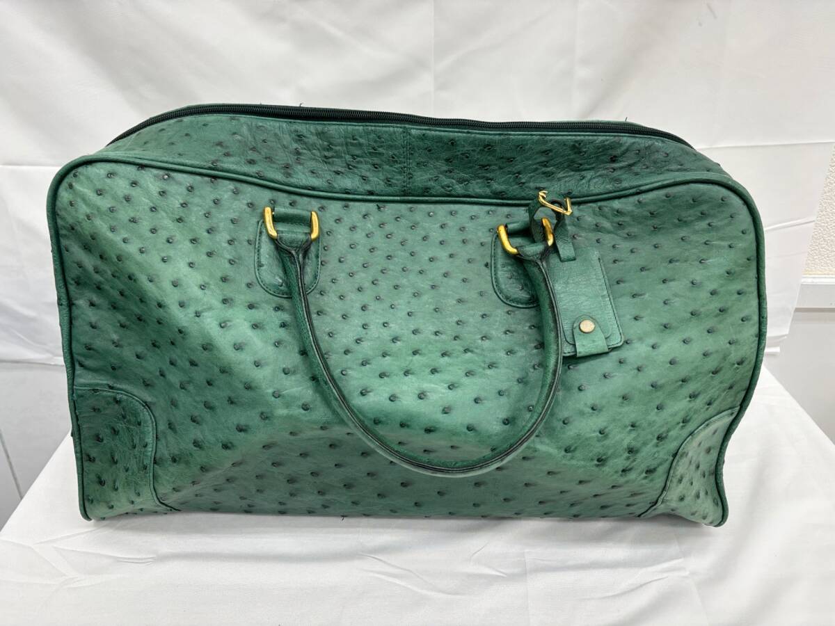 □極美品 ACENDIA オーストリッチ ハンドバッグ ミニボストン