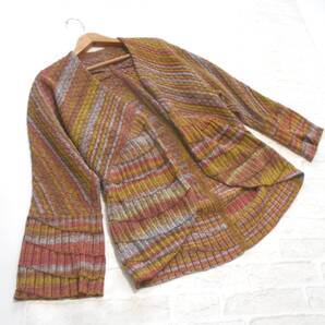 美品 送料無料! CHIJILA ちぢら 群馬 シルク マルチカラー ニット カーディガン ( 日本製 ゆったり ラク カーデ 洗える ウォッシャブル )