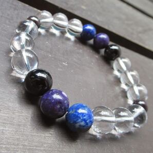 ラピスラズリxチャロアイトxスギライトx水晶ブレスレット 天然石 パワーストーン