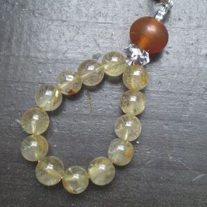 バッファローホーンビーズxルチルクォーツストラップ 天然石 パワーストーン