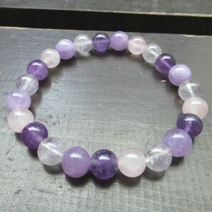 アメジストxラベンダーアメジストxローズクォーツブレスレット 天然石 パワーストーン