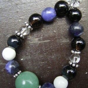 アベンチュリンxオニキスxハウライトxソーダライトx煙水晶ストラップ 天然石 パワーストーン