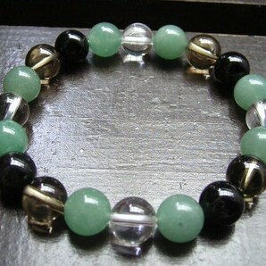 ☆対人関係・ポジティブ☆アベンチュリンx煙水晶xオニキスブレスレット 天然石 パワーストーン