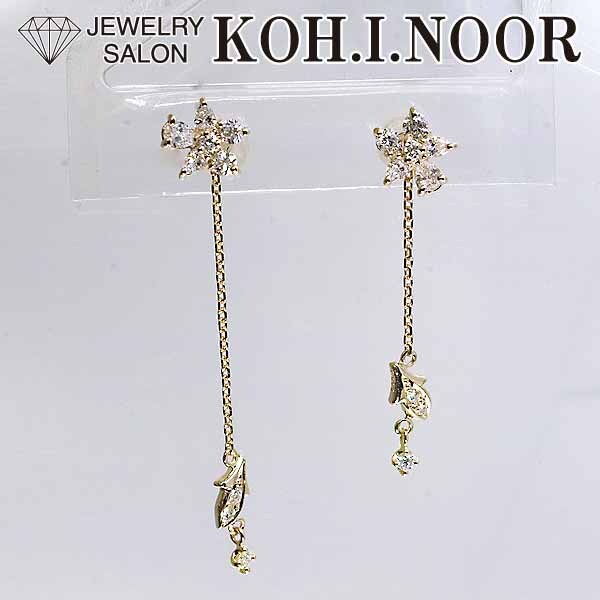 ダイヤモンド 0.29ct 0.29ct 0.06ct 0.06ct 18金ピンクゴールド K18PG ピアス 2way フラワー