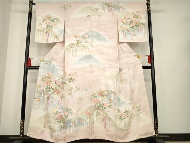 平和屋着物●極上 創業460年・千總 訪問着 扇面花文 金彩 正絹 逸品 AAAP3337ck