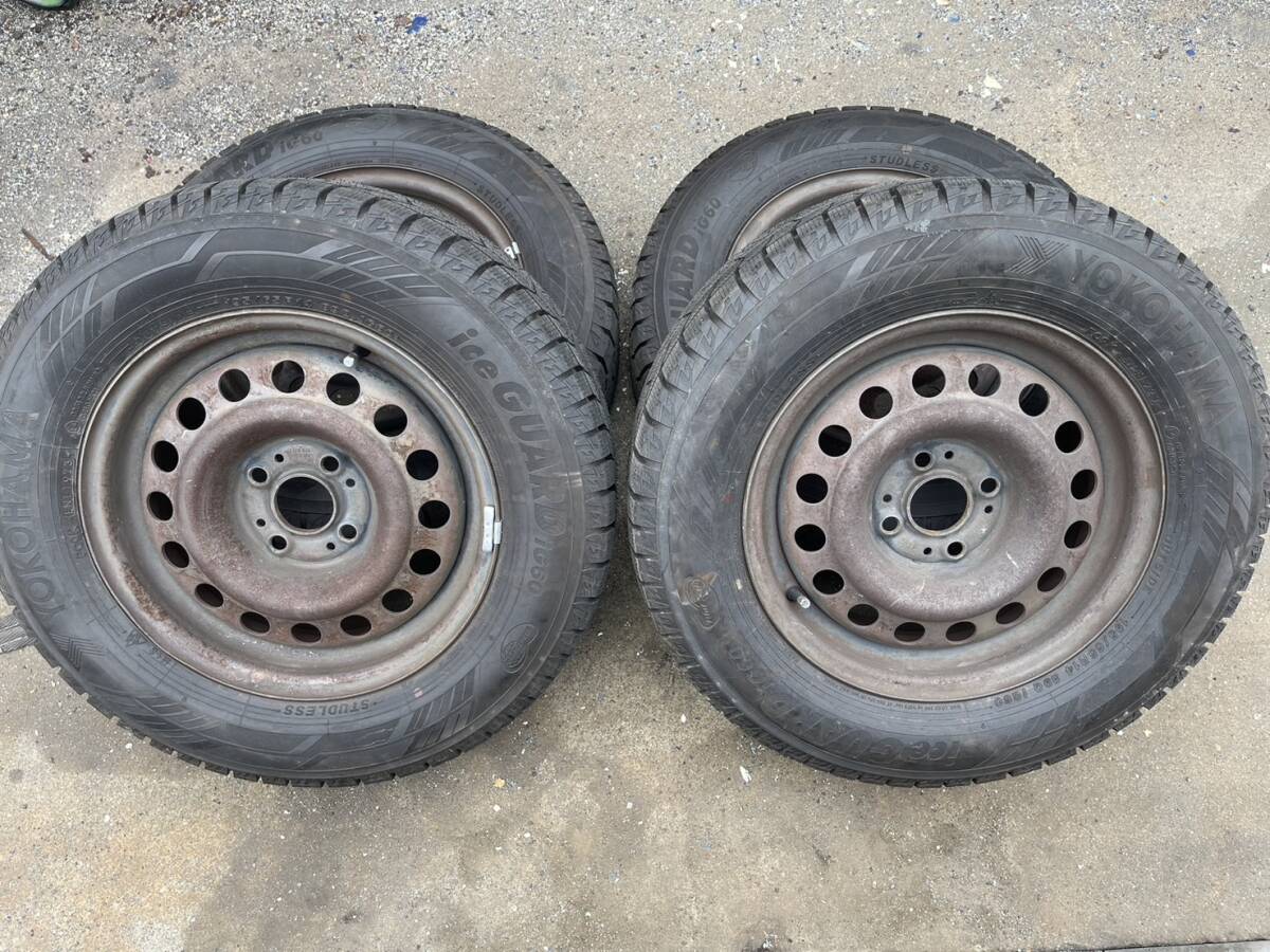 ヨコハマアイスガード ほぼ新品 イボ付き BMW純正スチールホイール付き(5.5J PCD100)195/65R14 引き取り歓迎 E30