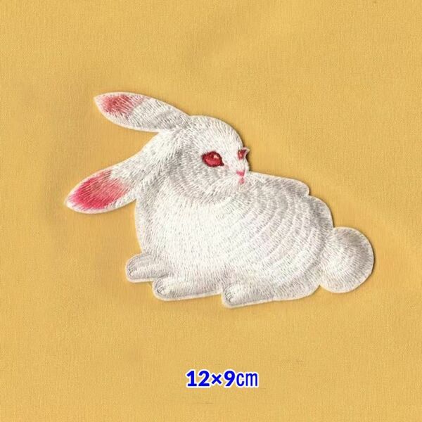 WAPPEN ワッペン アイロン 刺繍 ホワイト うさぎ 兎
