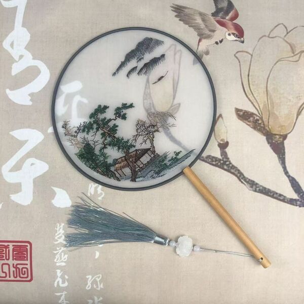 うちわ 両面刺繍 上品 団扇 和装 浴衣 花火大会 踊り 一軒家