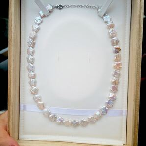 本真珠 天然虹色 バロックパールネックレス 12mm パールネックレス 本真珠パールネックレス アクセサリー ケシパール